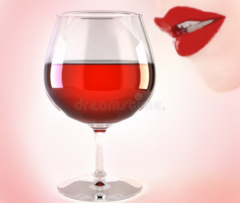 Wine glass and lips stock illustration. Illustration of cellar 15230539