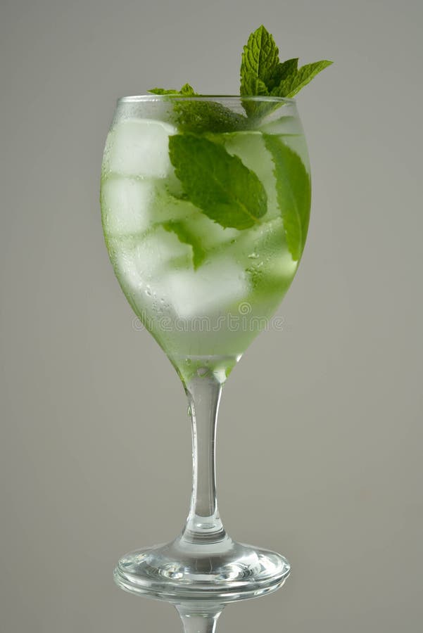 Wine Glass with Mint Leaves, on a Light Background Stock Image Image of restaurant, concept