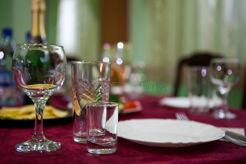 Wineglass on a table stock photo. Image of silverware 17410226