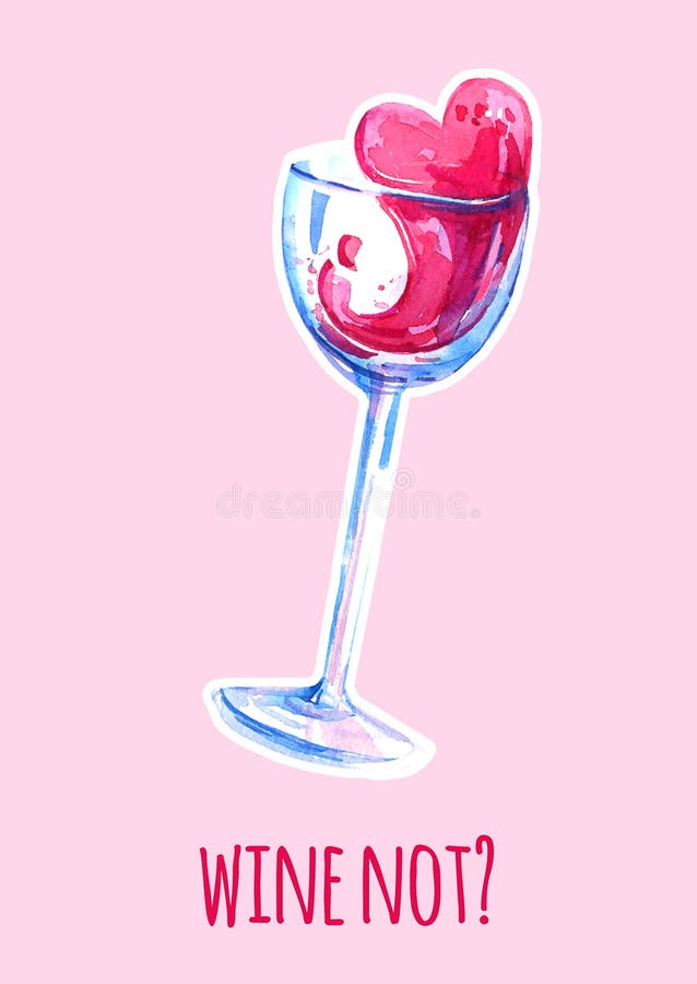 Wine glass watercolor illustration t for posters and cards on pink background vector illustration Wine glass watercolor illustration t for posters and cards on pink background vector illustration