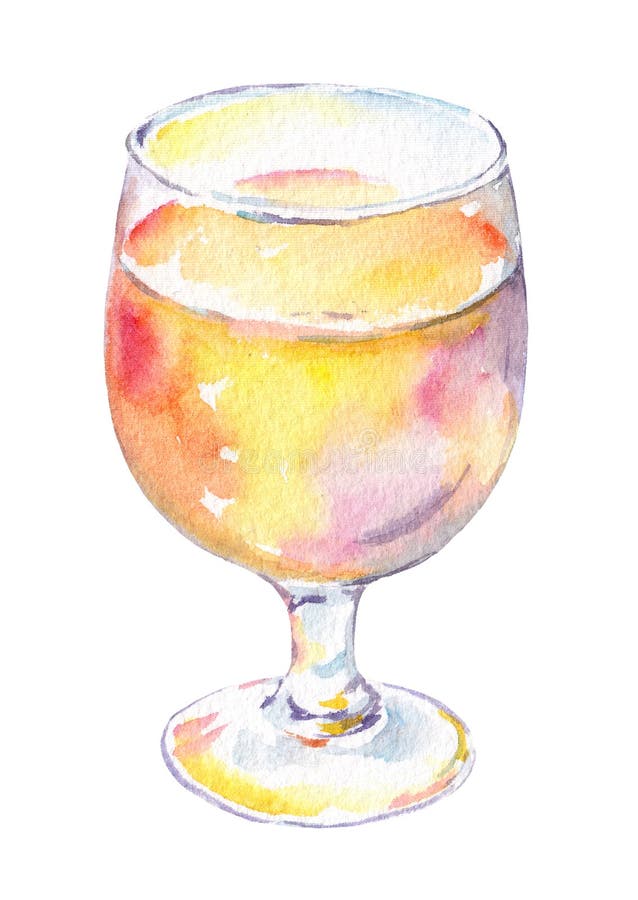 Wine glass with white or pink vine. Watercolor vector illustration Wine glass with white or pink vine. Watercolor vector illustration