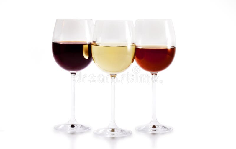 Set of three wine glasses with path,