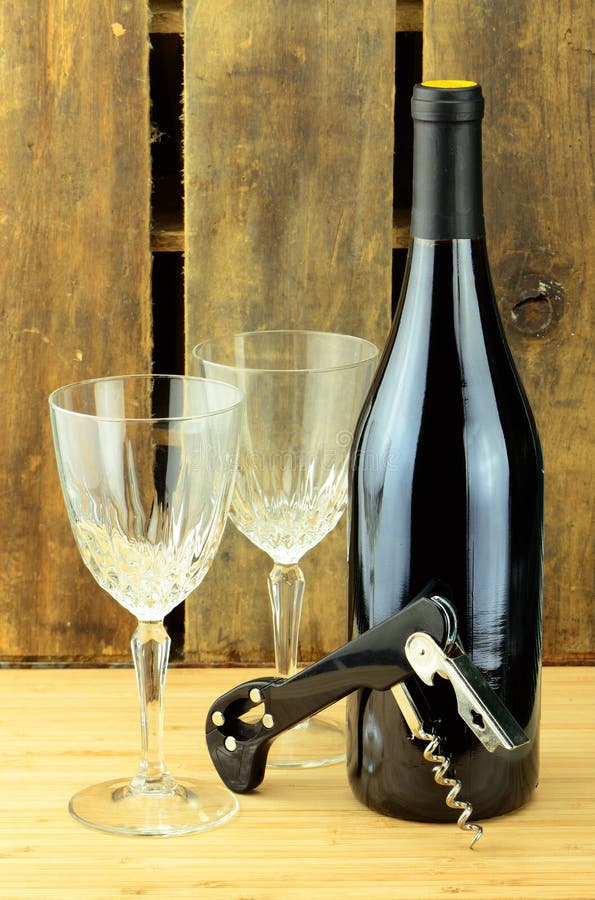 Wine and Glasses Corkscrew stock photo. Image of barrel 22180838