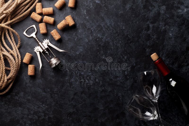 Wine, glasses and corkscrew