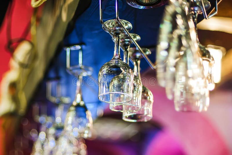 Wine Glasses Hanging Above Bar Stock Photos Download 323 Royalty Free