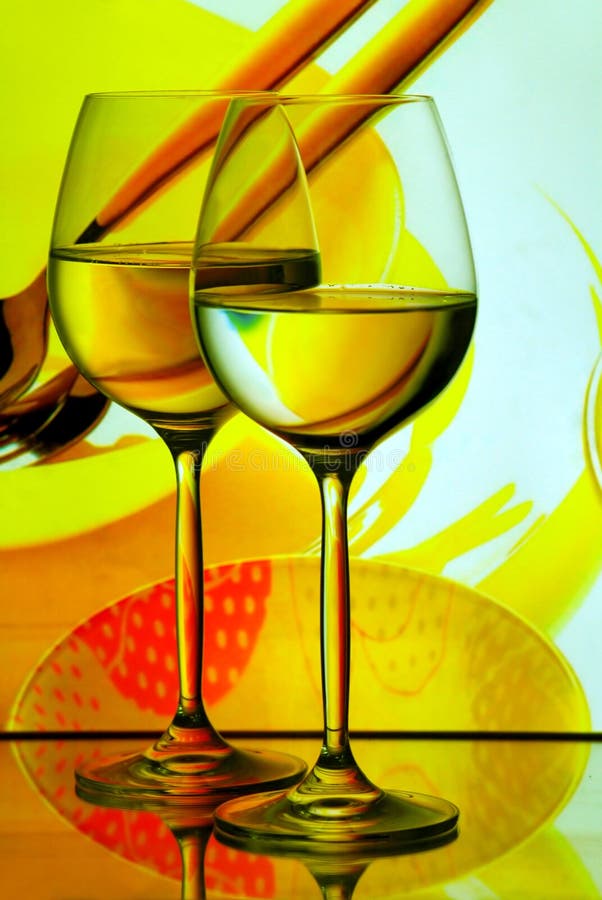 Wine Glasses With Kitchenware Background Stock Photo Image of alcohol