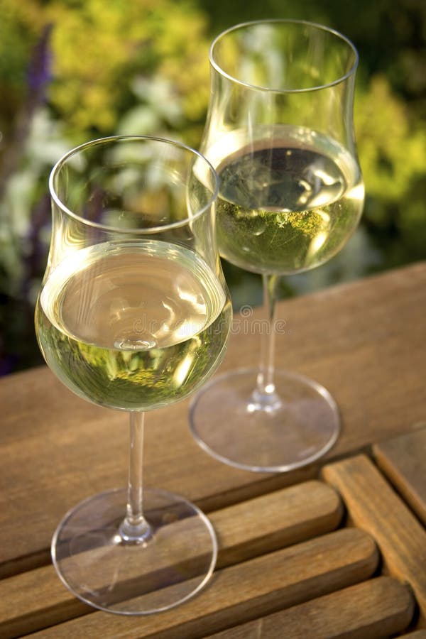 Wine Glasses on Outdoor Table Stock Image Image of focus, furniture
