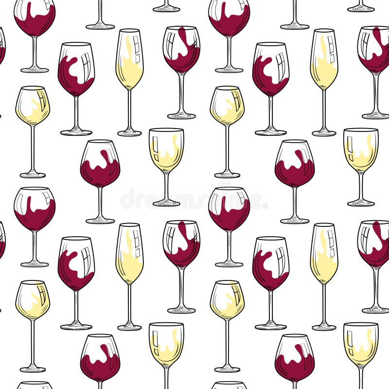 Wine Glasses Pattern stock vector. Illustration of party 74091560