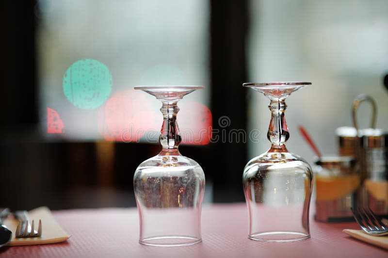 Wine glasses on a table stock photo. Image of cafe, arrangement 65797240