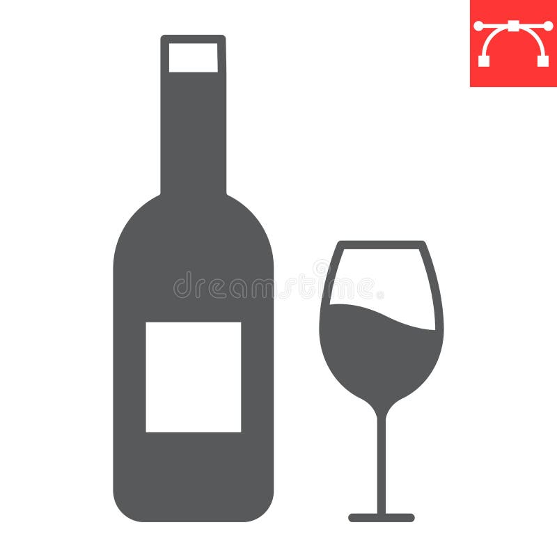 Wine glyph icon stock illustration