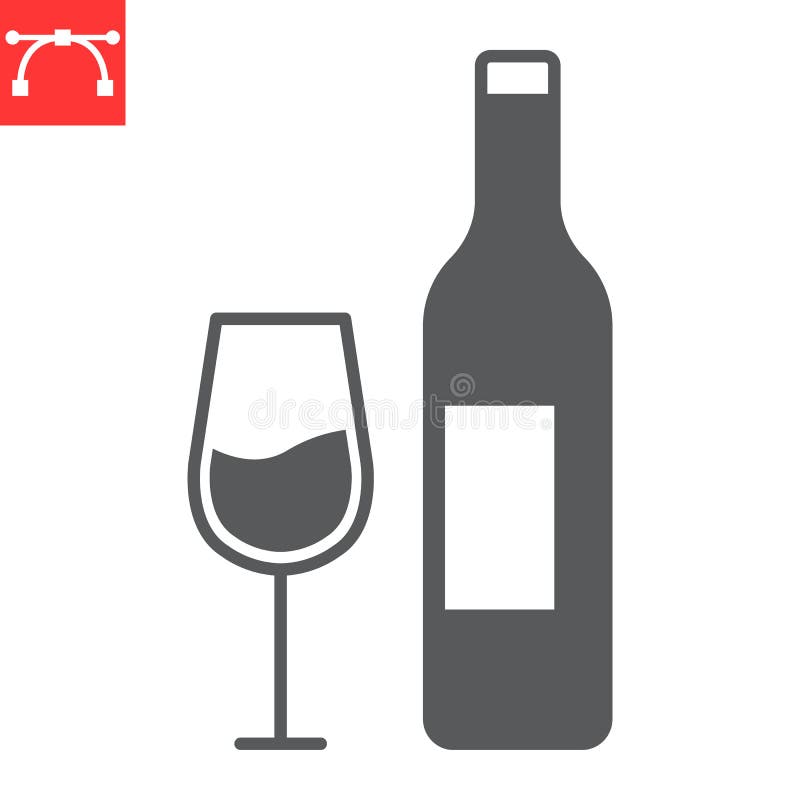 Wine glyph icon stock illustration