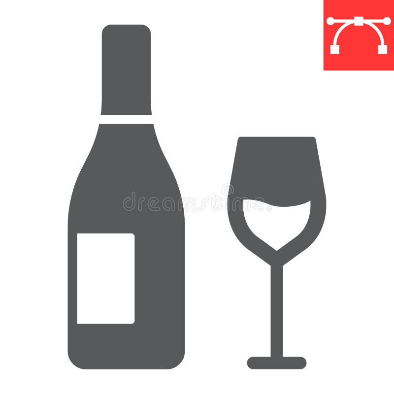 Wine glyph icon, thanksgiving and beverage, glass of wine sign vector graphics, editable stroke solid icon, eps 10. stock illustration