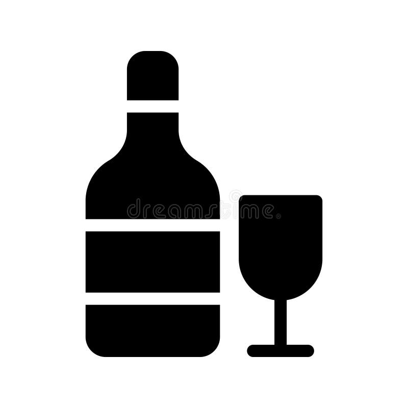 Wine glyph vector icon stock illustration