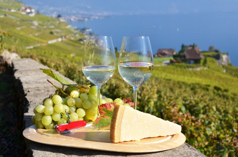 Wine, grapes and cheese