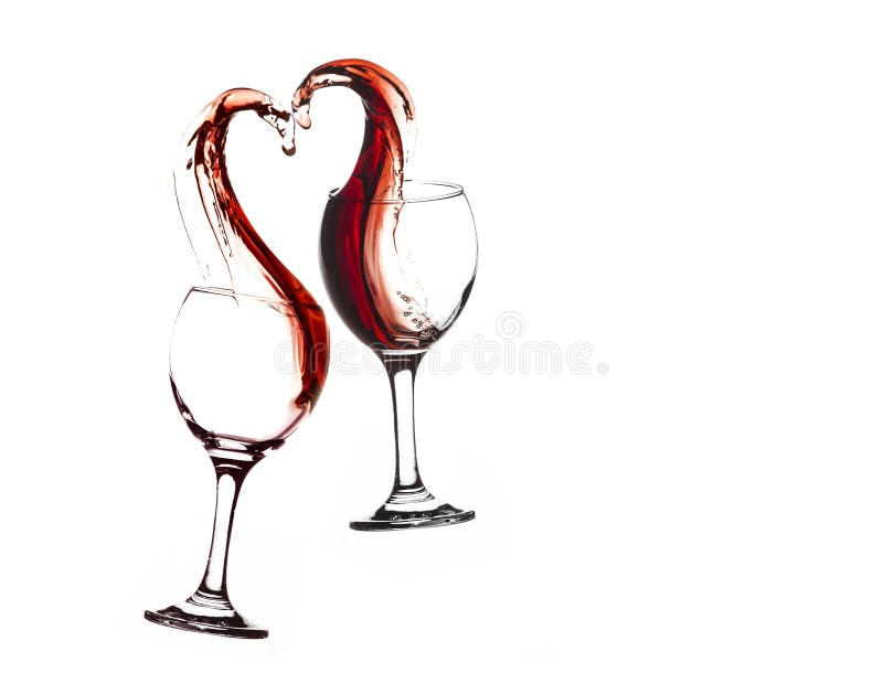 Romantic Toast of Wine Red in Splashing in a Heart Stock Image Image