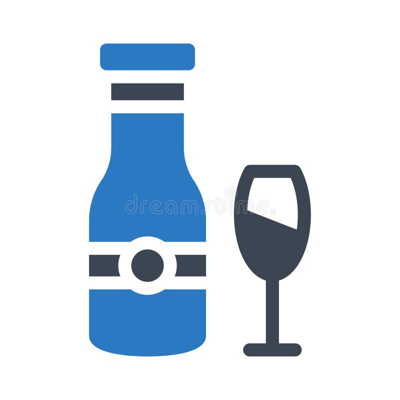 Wine glyph color icon stock illustration.