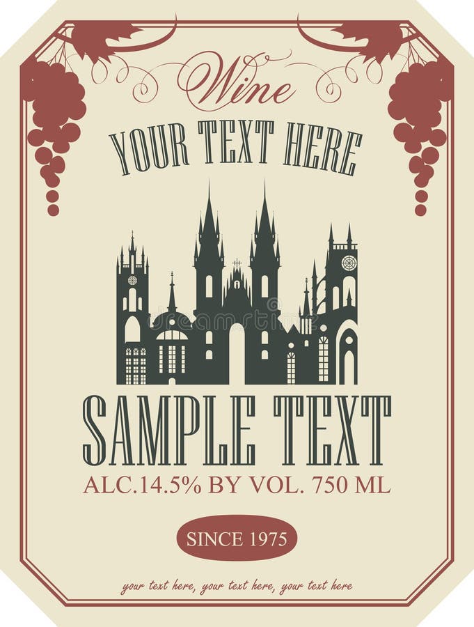 Wine Label with the Silhouette of a Still Life Stock Vector