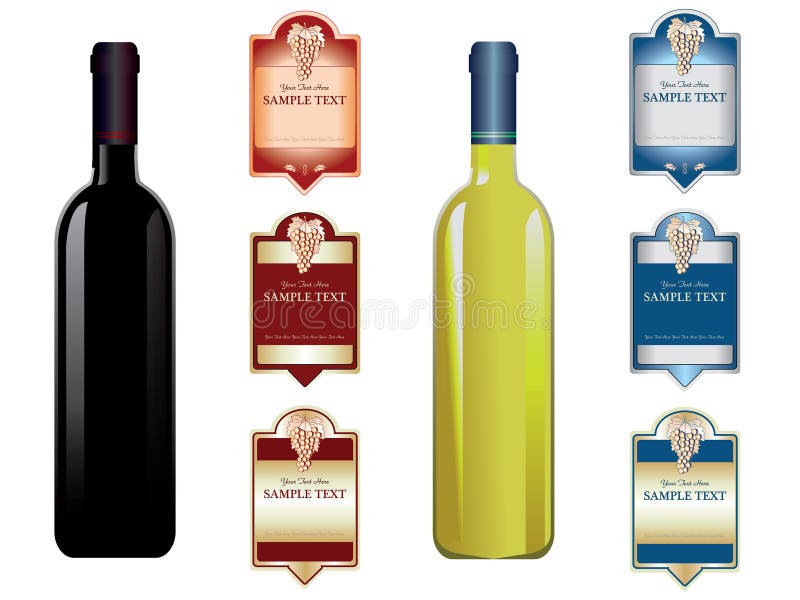 Wine labels and bottles