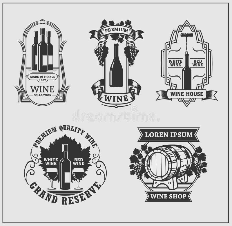 Wine Labels and Emblems Collection. Vector. Stock Vector Illustration