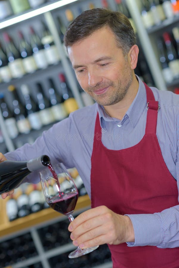 Wine Merchant Pouring Glass Red Stock Photo Image of beverage
