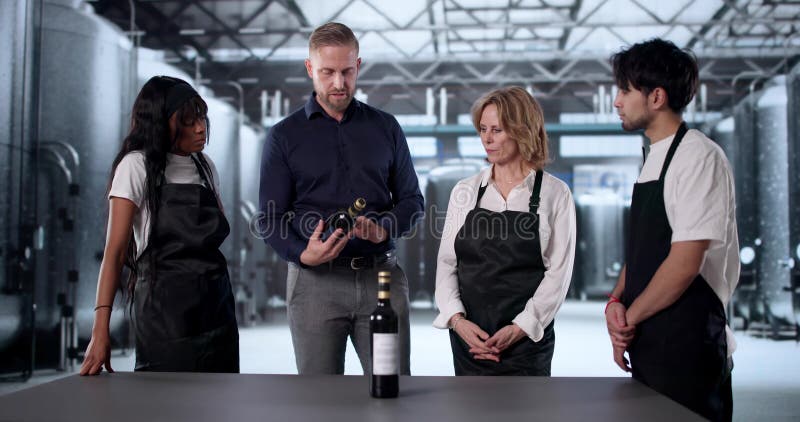 Wine Production Team Learns Cork Inspection Techniques stock image
