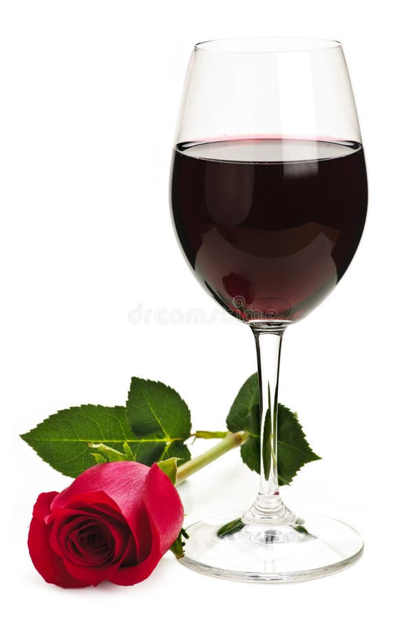 Wine with red rose