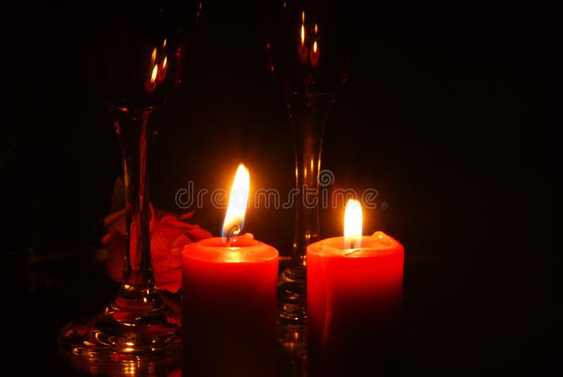 Wine, roses and candles stock photo. Image of burning 12452206