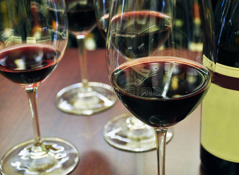 Italian red wine and wine tasting glasses. Piemonte, Italy. Italian red wine and wine tasting glasses. Piemonte, Italy