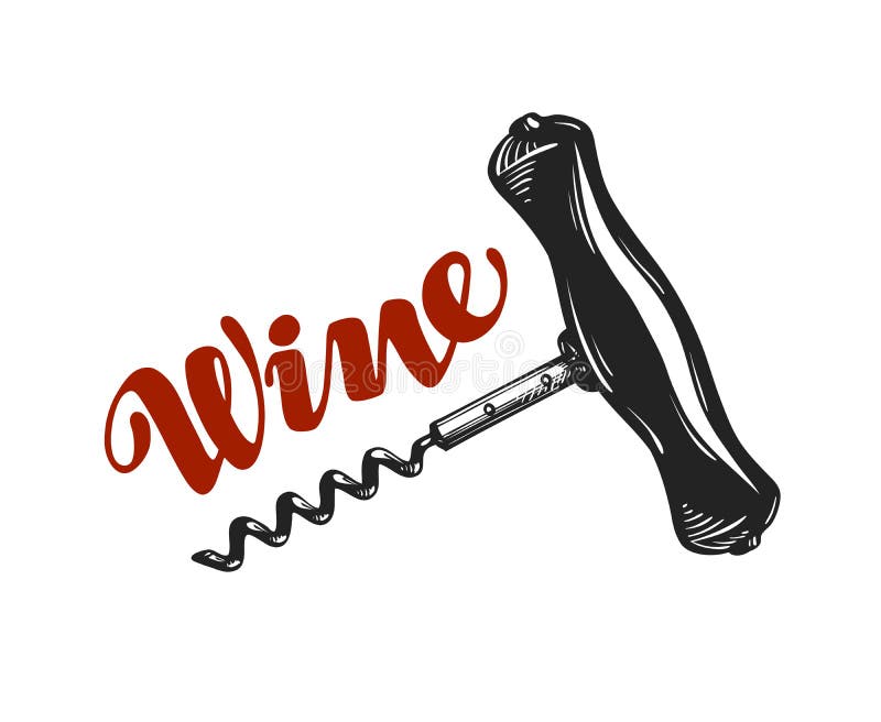 Wine Vector Logo. Corkscrew, Winery Icon or Symbol Stock Vector