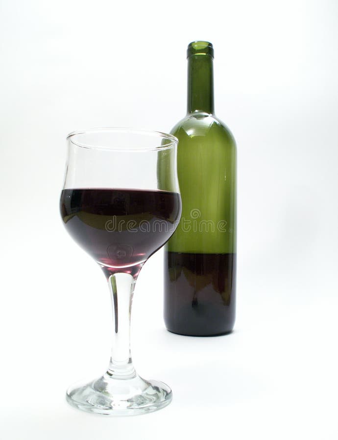 Wineglass and bottle