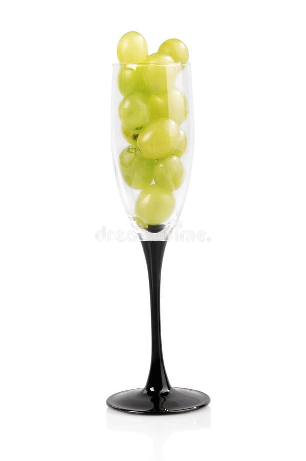 Wineglass with grapes