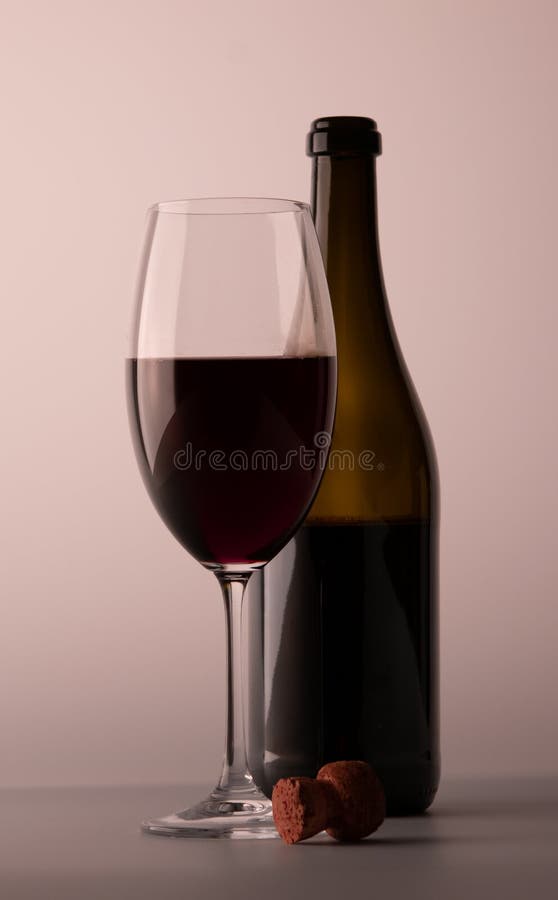 Wineglass Red Wine Black Bottle Cork Stock Photo Image of drinks