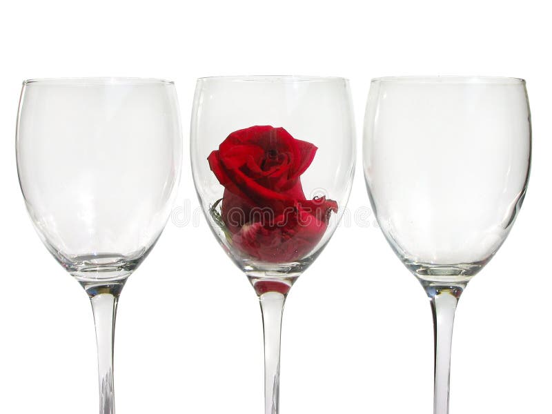 Wineglass with rose flower