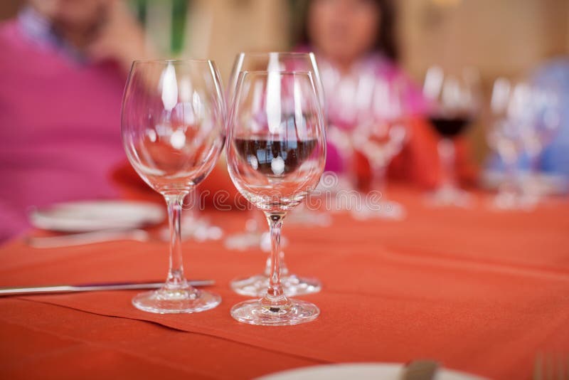 Wineglasses On Restaurant Table