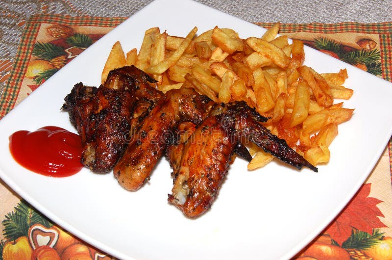 Wing and chips stock photo. Image of delicious, calories 7609668