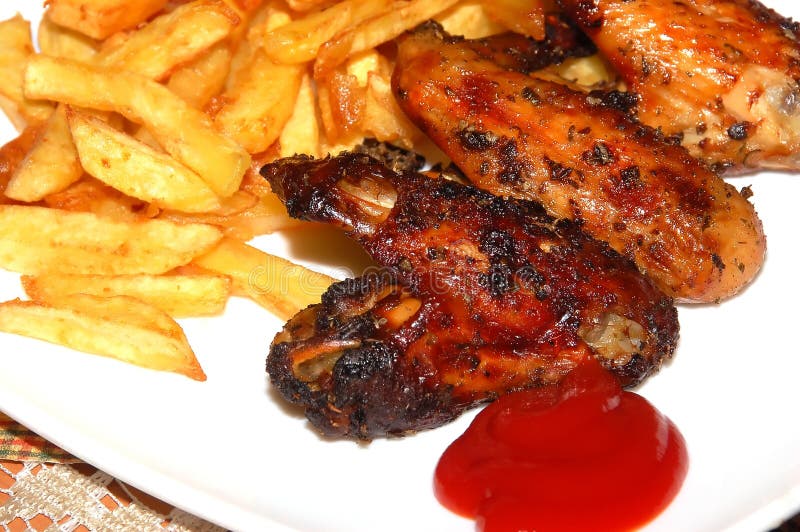 Wing and chips stock photo. Image of delicious, calories 7609668