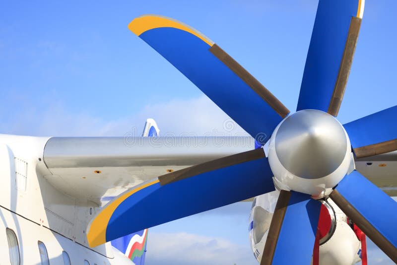 Wing with propeller of the passenger plane