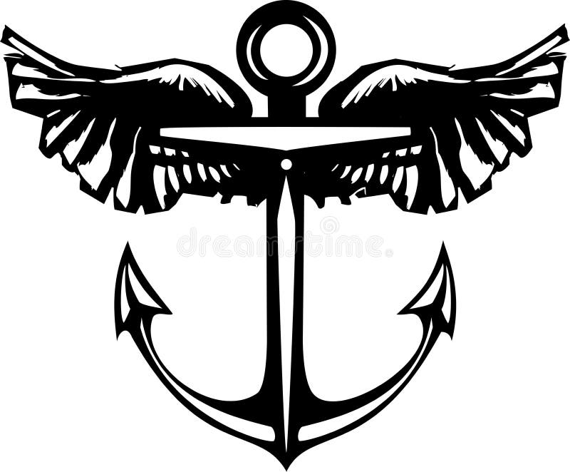Anchor With Wings Icon Logo Vector Illustration Stock Vector