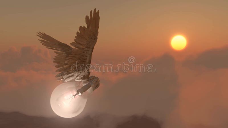 Winged light bulb vector illustration