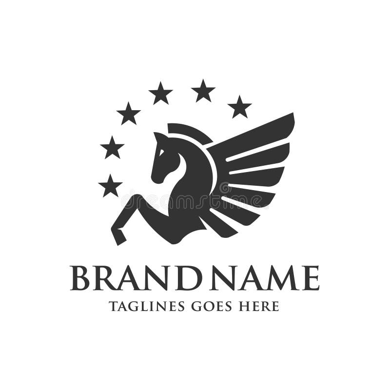 Winged Pegasus with stars logo vector vector illustration Winged Pegasus with stars logo vector vector illustration