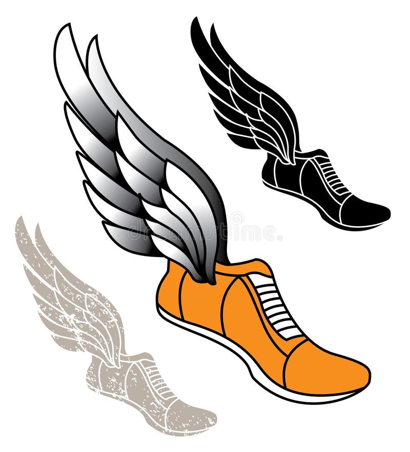 Winged Track Shoe stock vector. Illustration of script - 49002691