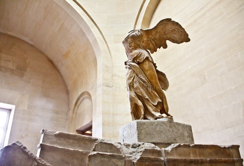 Winged Victory of Samothrace or Nike of Samothraceat in the Louvre museum, Paris, France on April 16, 2012. The sculpture has been prominently displayed at the Louvre since 1884 and is one of the most celebrated sculptures in the world. Winged Victory of Samothrace or Nike of Samothraceat in the Louvre museum, Paris, France on April 16, 2012. The sculpture has been prominently displayed at the Louvre since 1884 and is one of the most celebrated sculptures in the world.