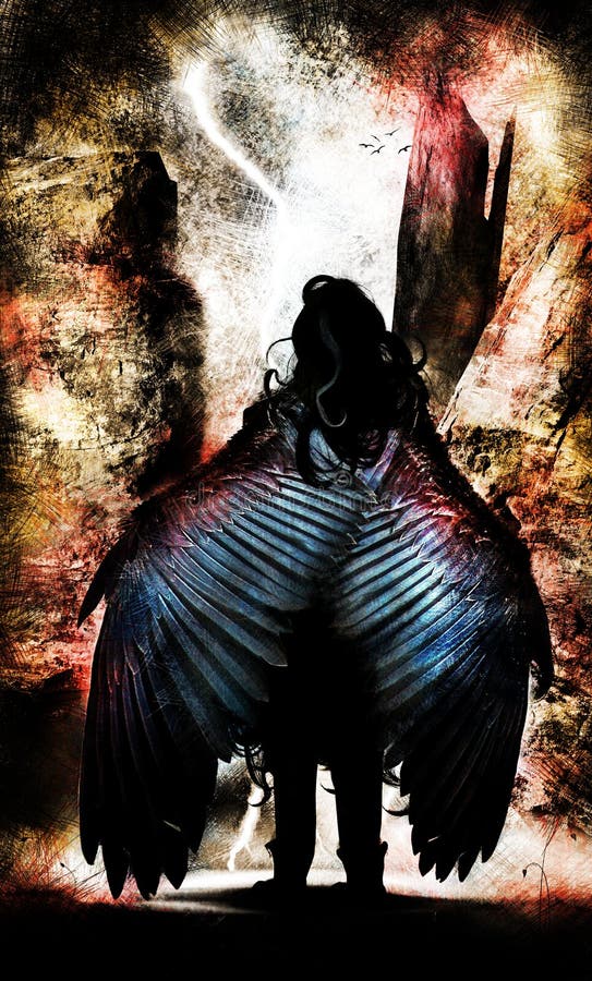 Winged Angel Warrior vector illustration Winged Angel Warrior vector illustration