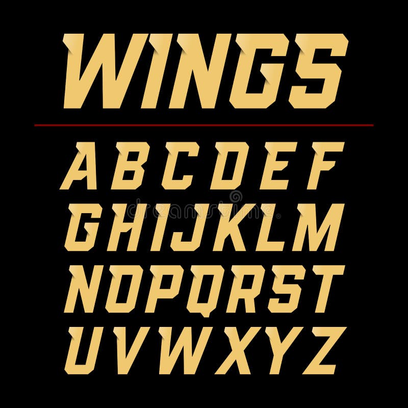 Winged Font. Letters with Wings, Flying Alphabet and Powerful Sport