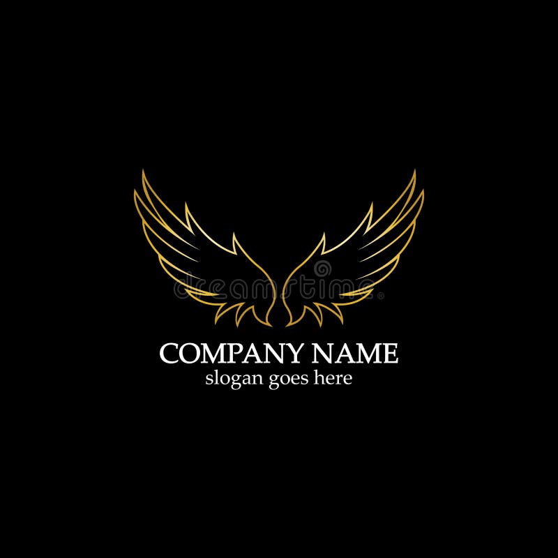 wings gold logo vector illustration template-vector