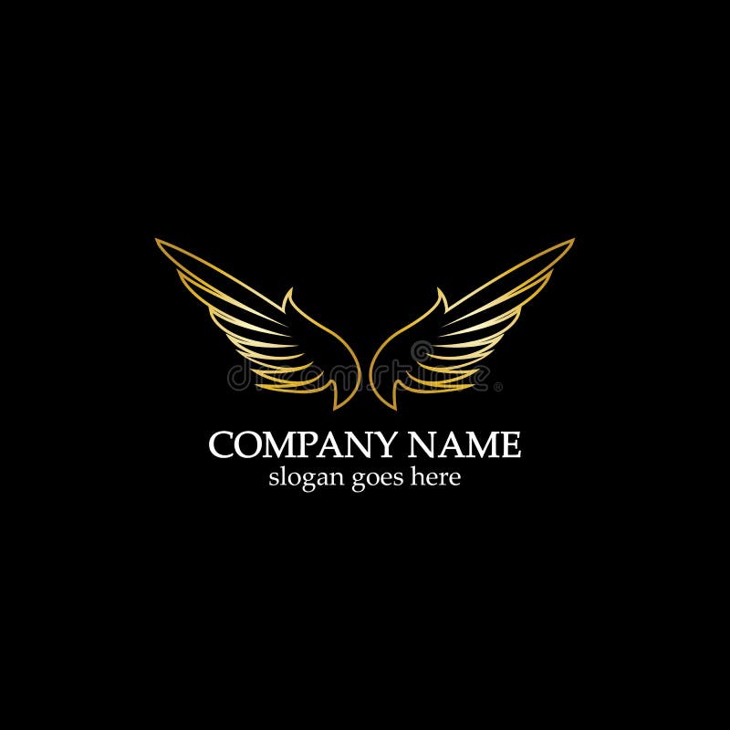 wings gold logo vector illustration template-vector