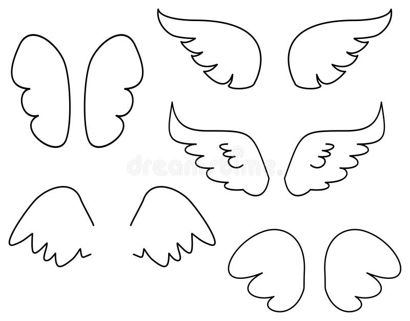 Wings vector illustration set with angel or bird wing icon isolated on white background