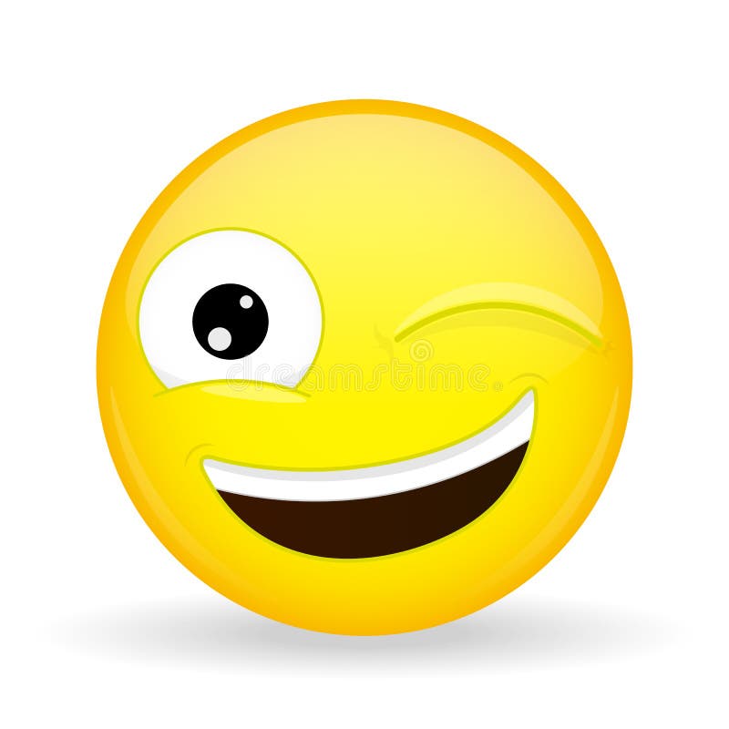 Wink Emoji. Happy Emotion. Hint Emoticon. Cartoon Style. Vector  Illustration Smile Icon. Stock Vector - Illustration of admonish, happy:  80887710