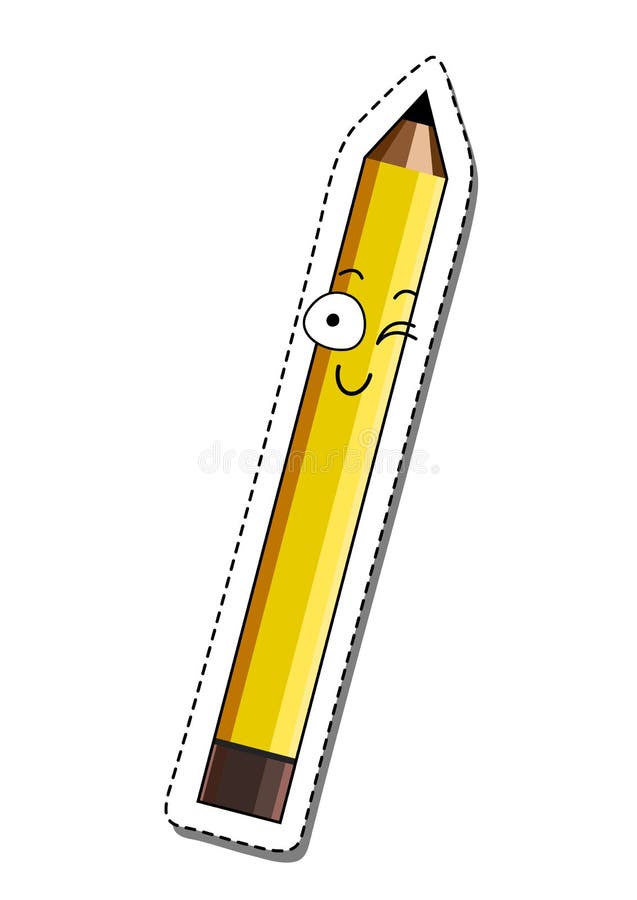 Winking Funny Cartoon Pencil. Vector. Stock Vector - Illustration of ...