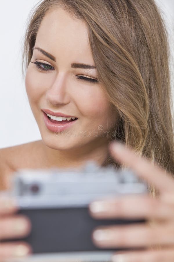 Winking Girl Woman Taking Selfie Picture Stock Image - Image of smiling,  happy: 36497911